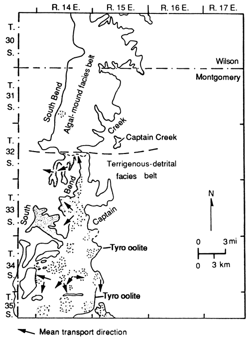 Most arrows pointing west; those in south mostly pointing south.