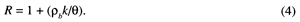 R = 1 + (rho(at b) times k divided by theta).