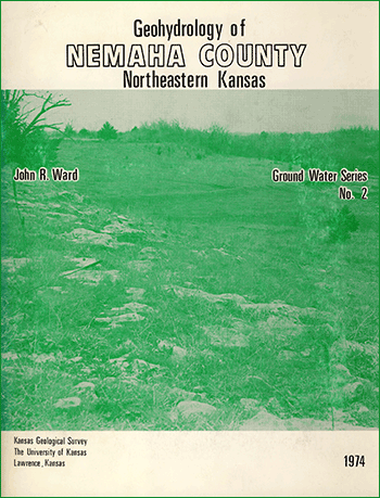 small image of the cover of the book; photo of Nemaha Co. landscape printed in green tones, black print with white paper.
