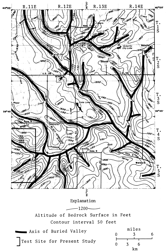 Map shows burried values and 20-foot contours.