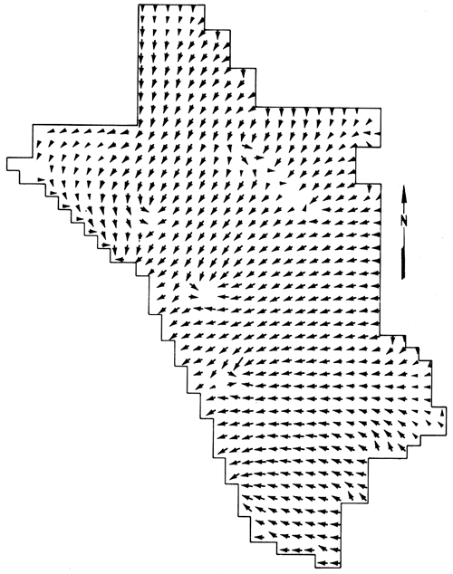 Velocity field after pumping period 1.