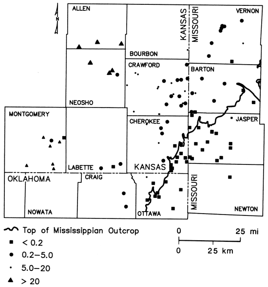 Highest Sulfide (more than 20) in west and NW; less than .2 in SE and east; intermediate values inbetween.