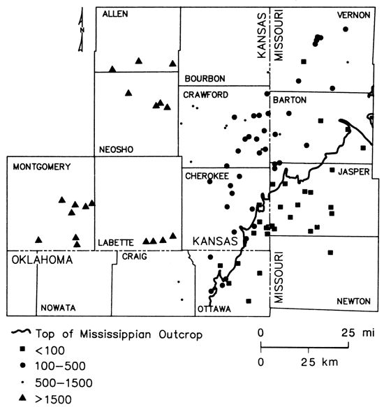 Highest Boron (more than 1500) in west; less than 100 in SE; intermediate values inbetween and in NE.