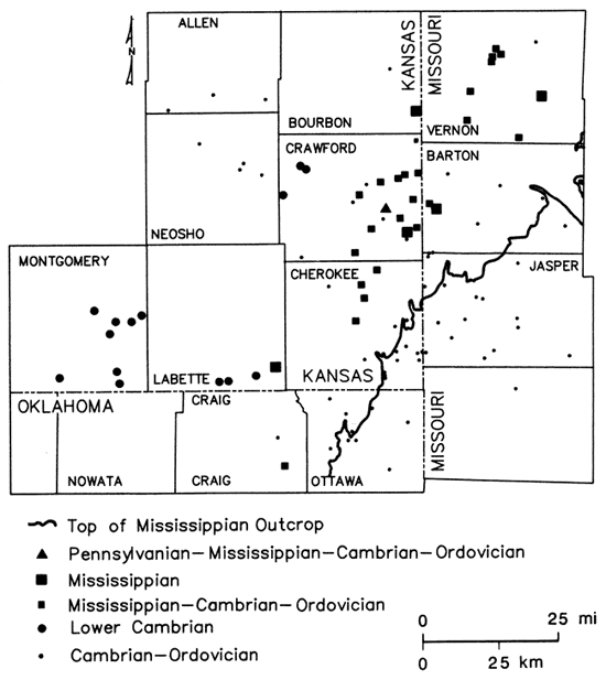 Points show which aquifer is contributing ground water.