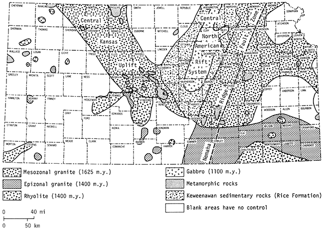 Map of basement rock types.