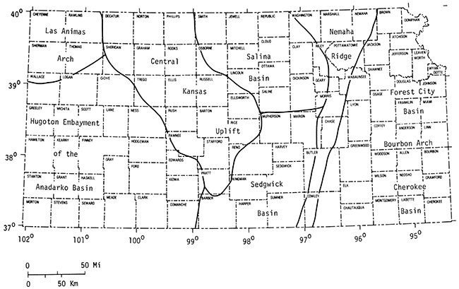 Generalized structural map of the Precambrian.