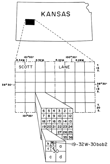 Well 30bab2 is also known as the second well in NW NE NW sec. 30 (a = NE, b = NW, c = SW. d = SE).