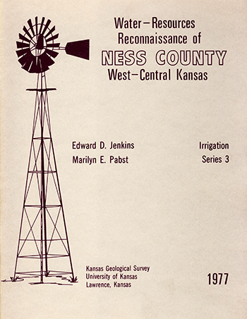 cover of report; gray paper with dark purple text and sketch of windmill