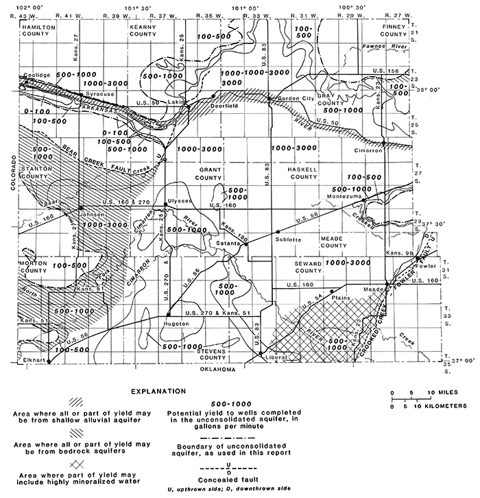 Potential yield of the unconsolidated aquifer, 1975.