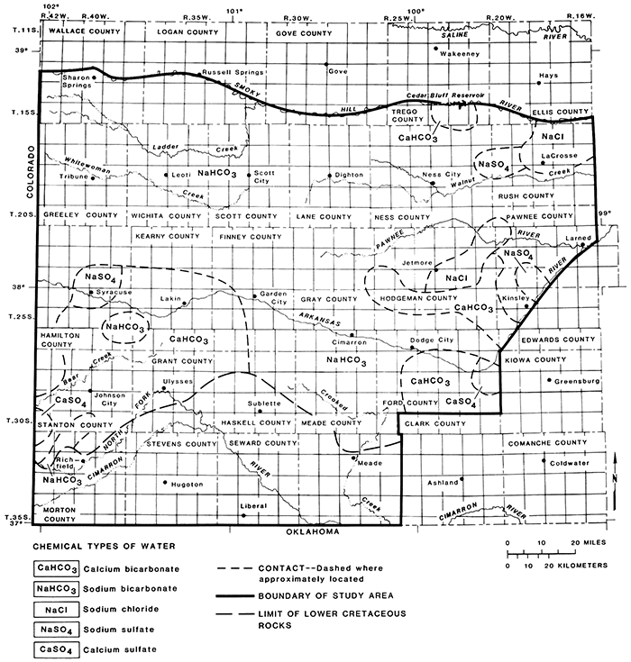 Chemical types of water, Dakota Formation samples.