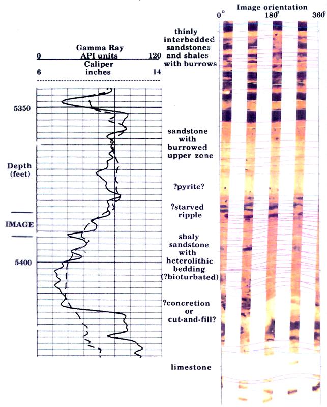 The image log section corresponds to the interval marked as 'IMAGE' on the gamma-ray log.