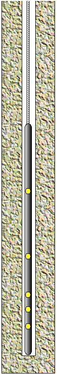 Sketch of logging tool in drill hole.