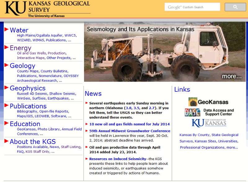 Kansas Geological Survey Home Page.