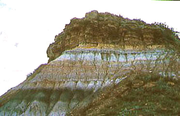 Color photo of basal Cretaceous unconformity.