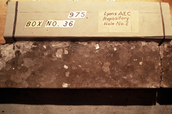 Photo of core containing halite.