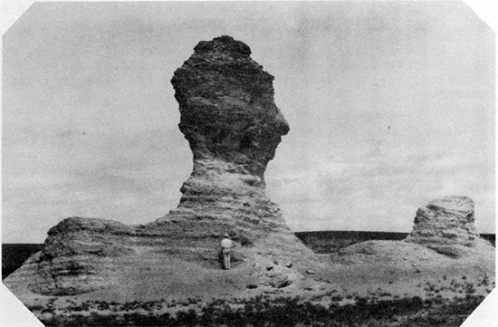 Black and white photo of The Sphynx, Gove County.