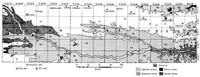 Geologic map of Logan, Gove, and Trego counties.