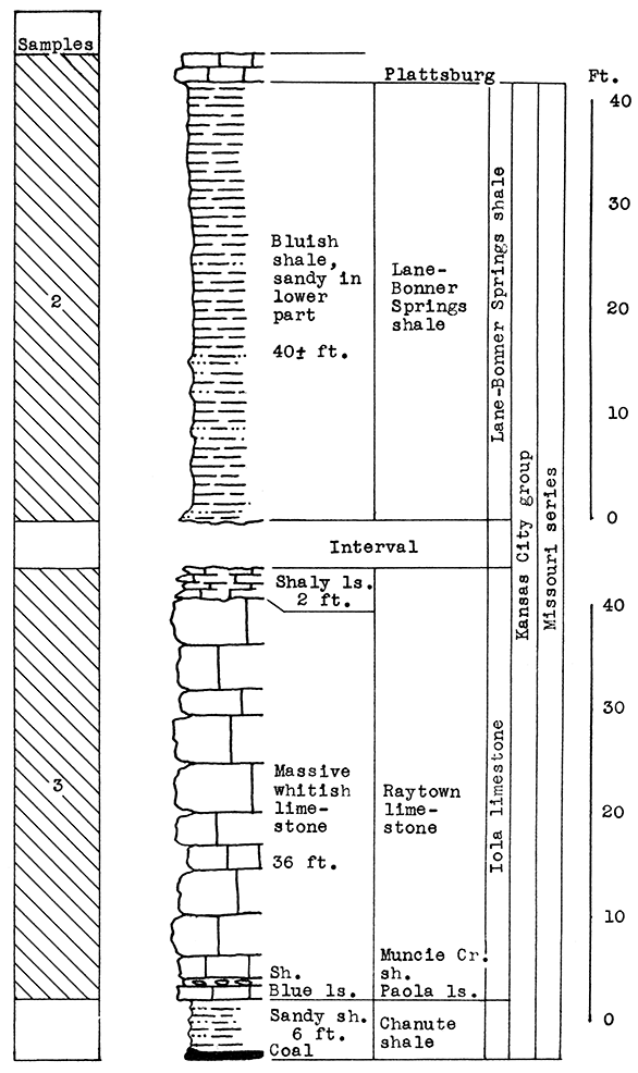 Stratigraphic section of shale pit and quarry of the Ash Grove cement plant at Chanute.
