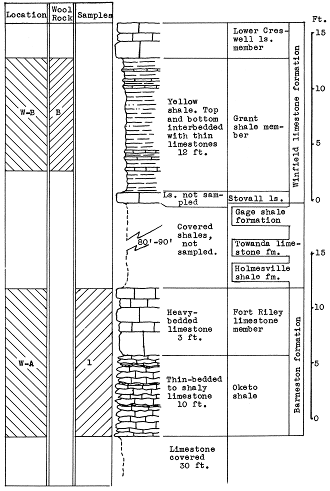 Stratigraphic section of outcrops in the Winfield area.