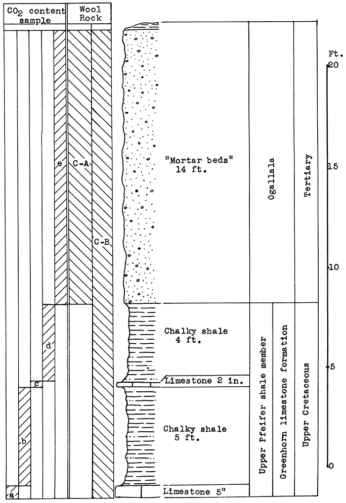 Stratigraphic section of outcrop at location C Dodge City area.