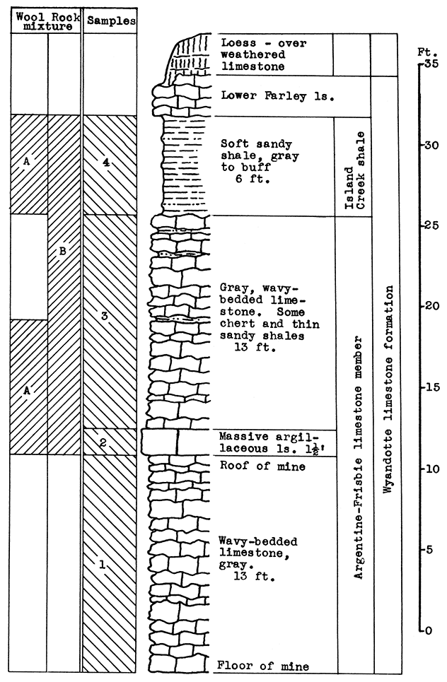 Stratigraphic section of quarry near Rainbow Ave. and Douglas, Kansas City.