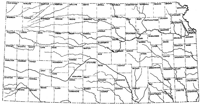 Map of Kansas showing counties.