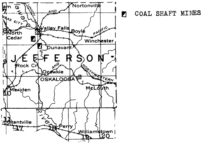 Map of Jefferson County showing coal districts.