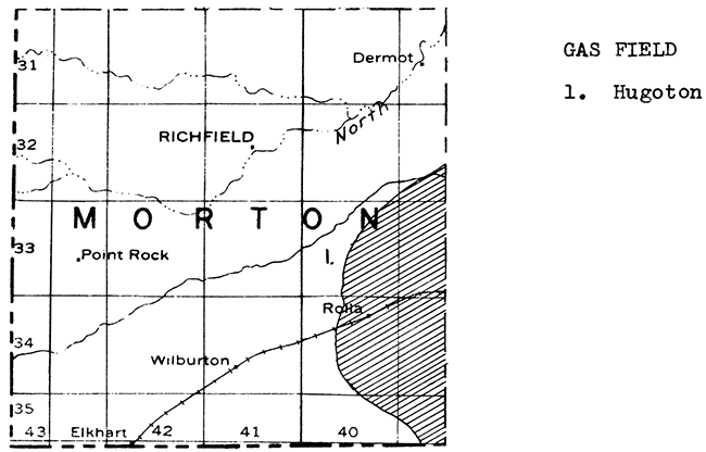 Map of Morton County showing oil and gas fields.