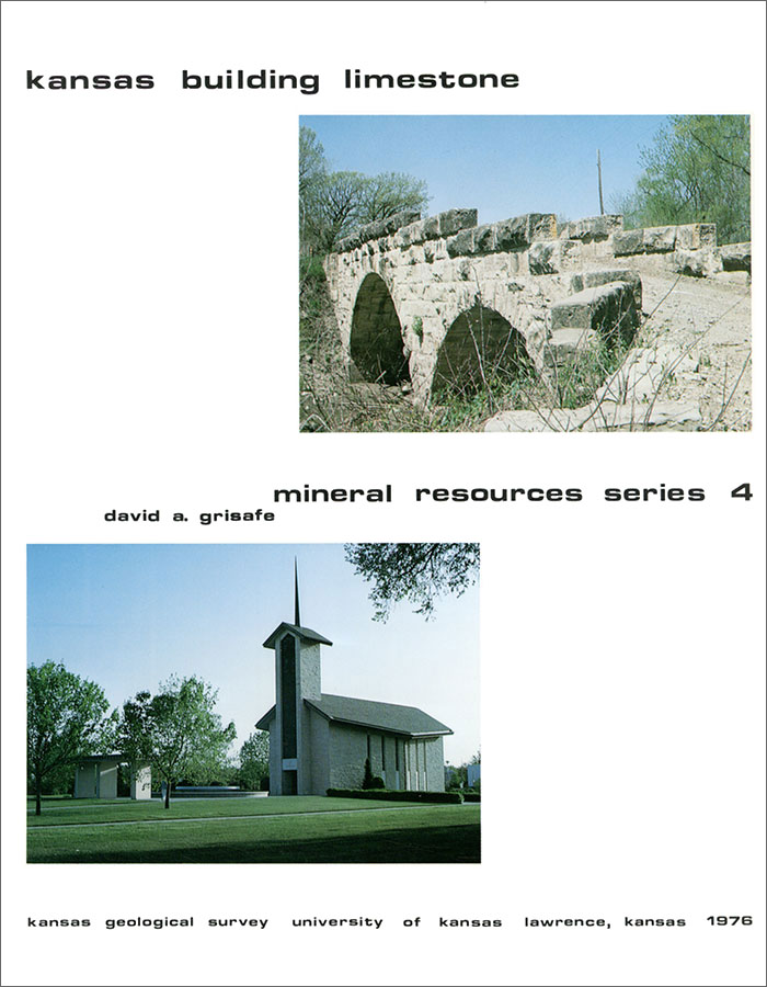 Cover of the publication; two color photos of limestone structures; black text; white paper.