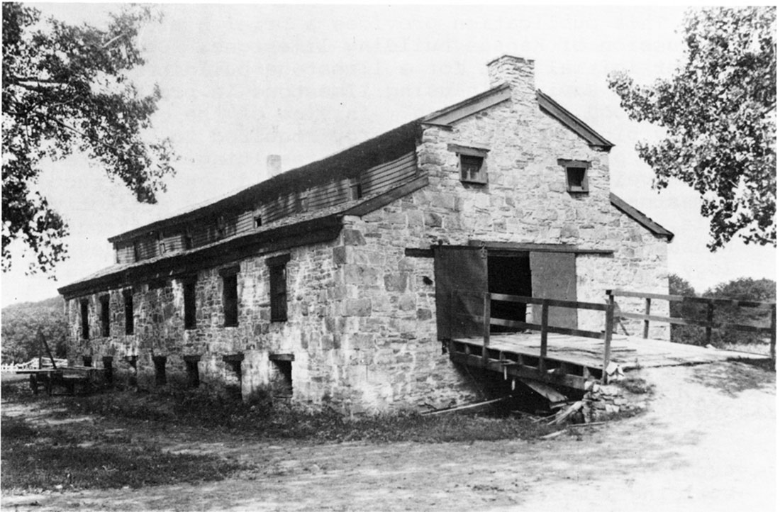 Black and white photo of Pottawatomie Mission at Topeka.