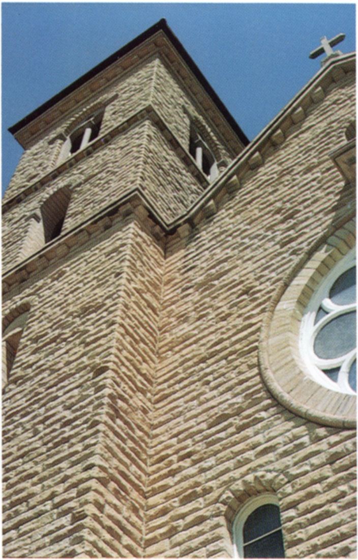 Color photo of Saint Fidelis Church, better known as the Cathedral of the Plains, at Victoria.