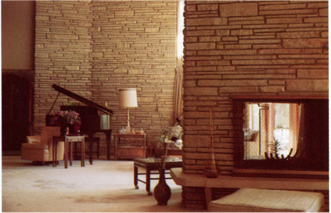 Color photo of an interior view at the previous home utilizing the Cresswell ledge of the Winfield Limestone.
