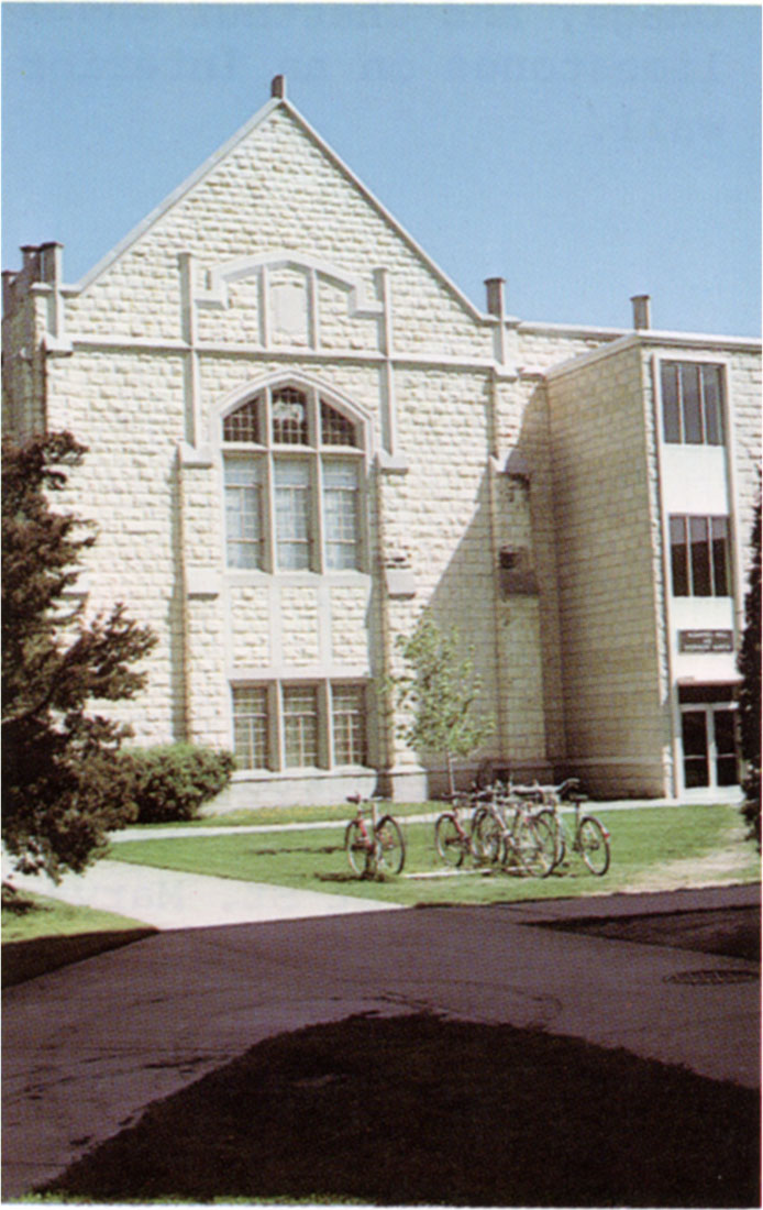 Color photo of McCartney Hall, constructed from Fort Hays Limestone, Fort Hays State.