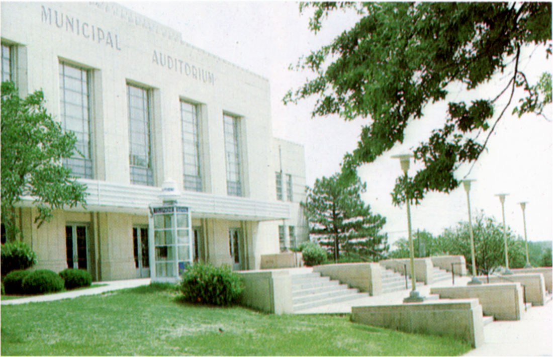 Color photo of the Municipal Auditorium, Topeka.