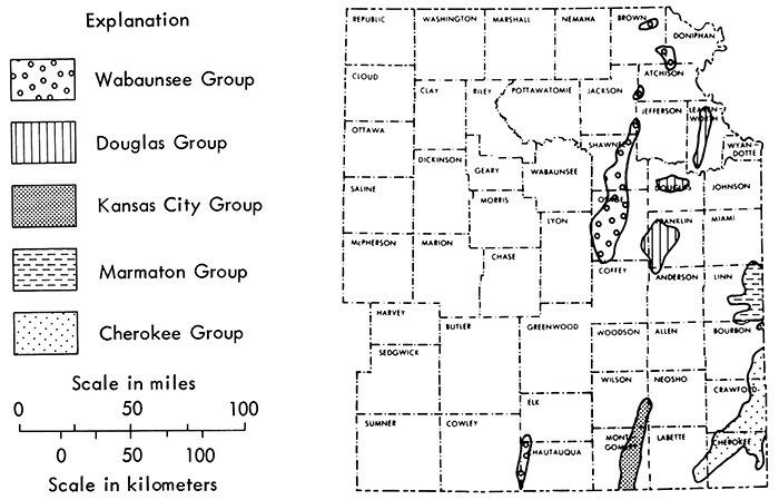 General distribution of strippable coal reserves by geologic group for coals under 100 feet of overburden or less.