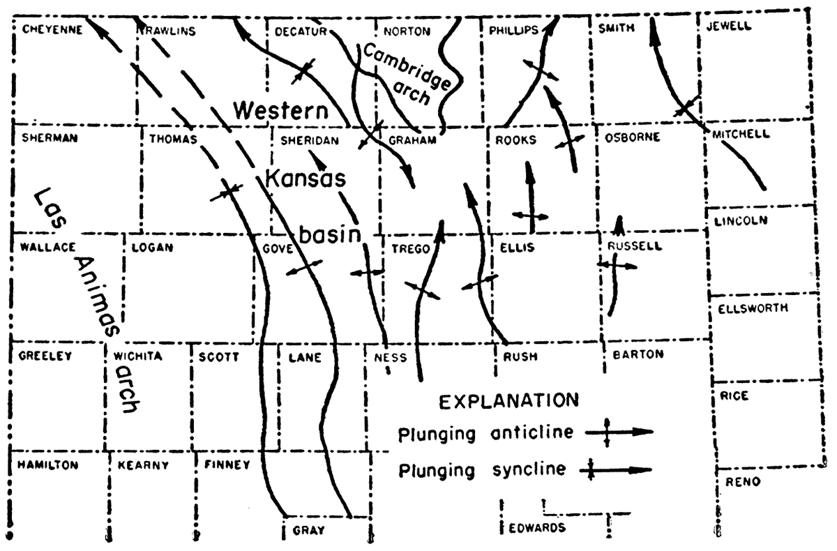 Guide map showing the principal structural elements of the top of the Dakota formation as shown on Plate 2A.