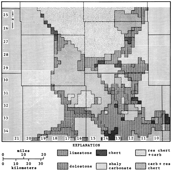 Black and white lithofacies map of Viola Ls.