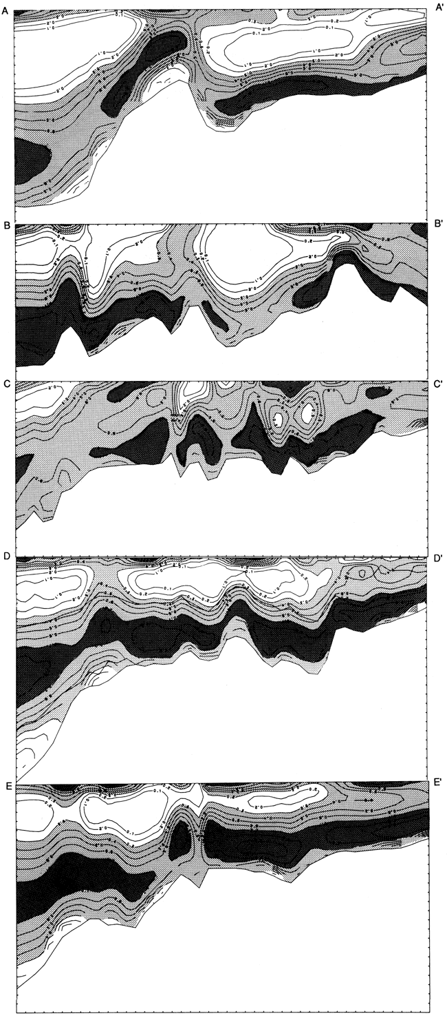 Five north-south cross sections.