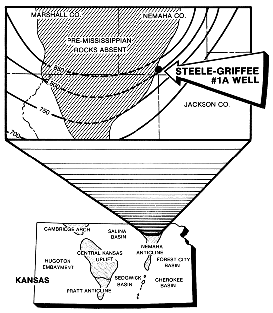 Study well in southern Nemaha County in NE Kansas, at north end of Nemaha anticline.