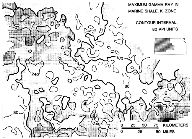 Gamma ray values found in K-Zone, western Kansas.