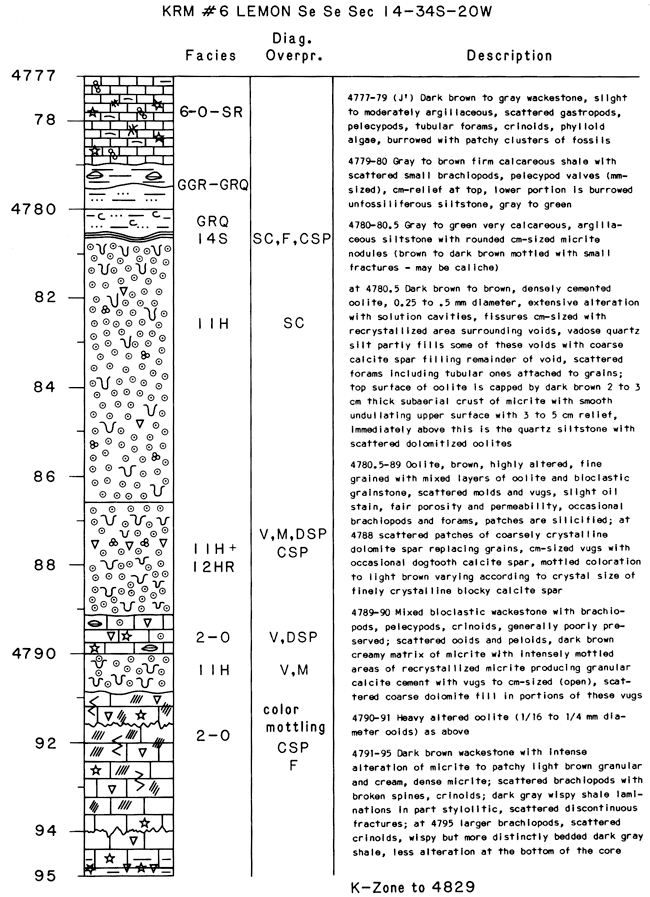 Core description of KRM Petroleum Corporation, #6 Lemon.