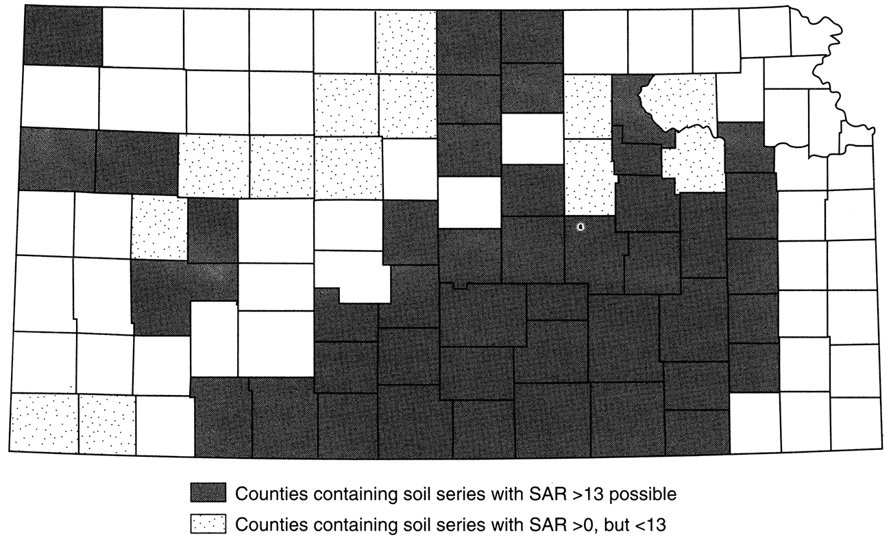 Soils affected by sodium (based on SAR).