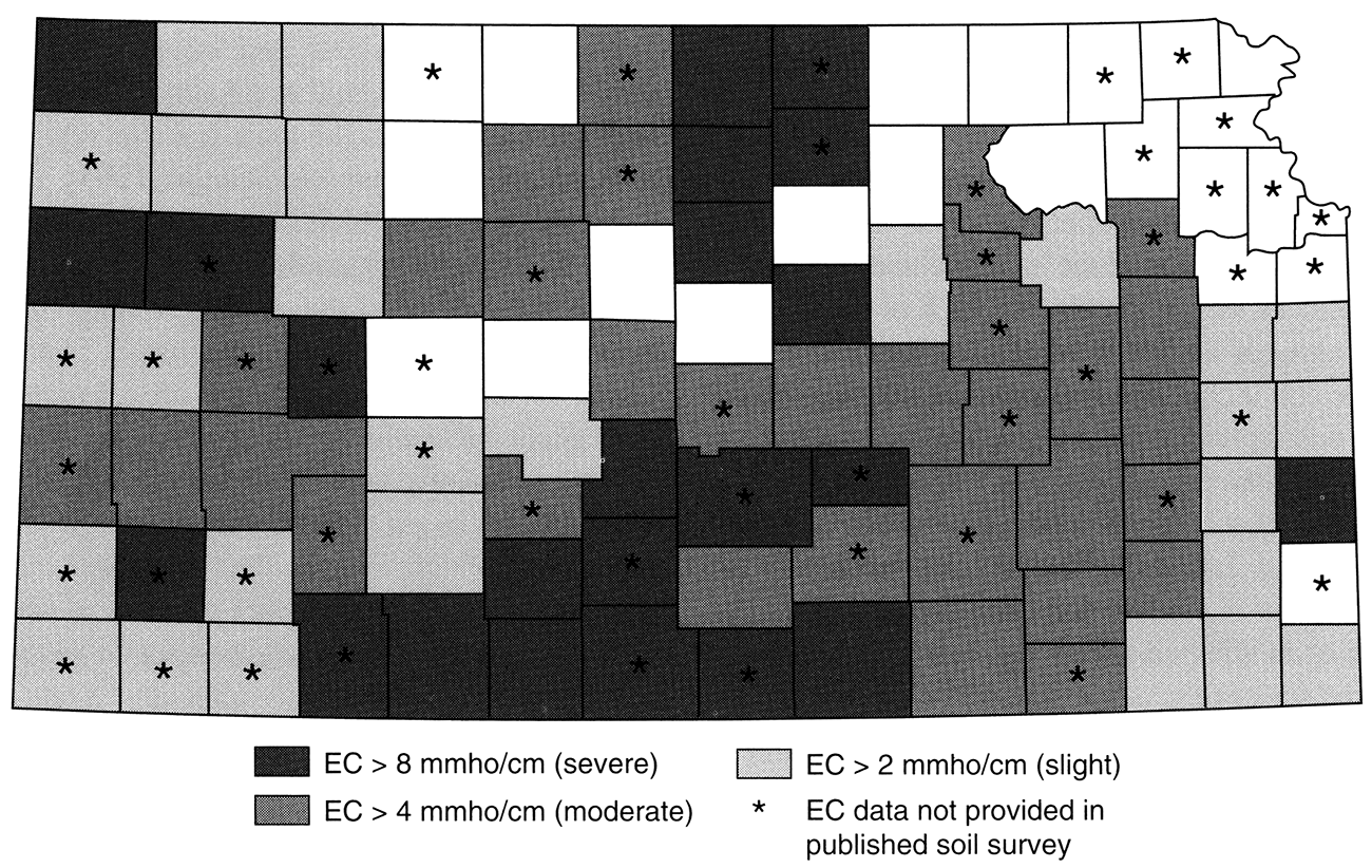 Soils affected by salinity (from EC data on SIRs).