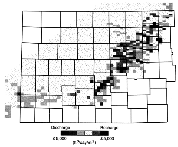 Recharge and discharge from the Dakota aquifer.