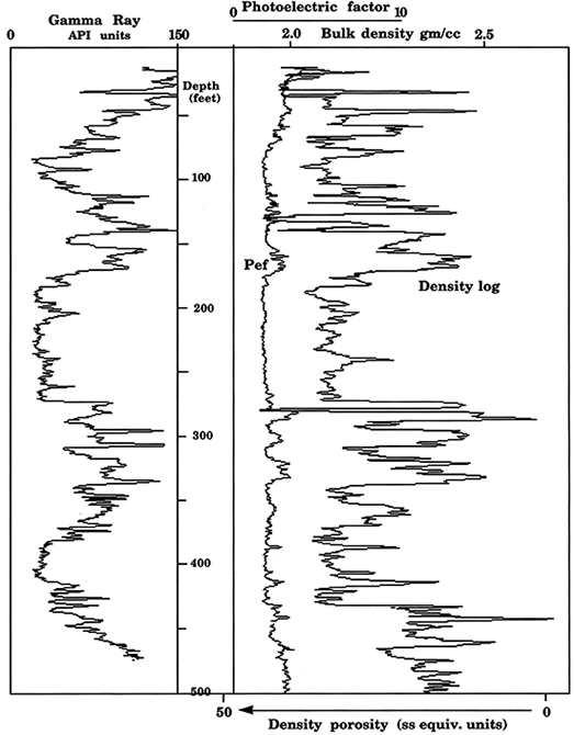 Density log from KGS Jones #1.