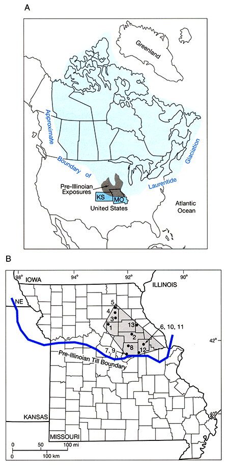 Study area in northeastern corner of Missouri, north of Pre-Illinoian Till Boundary.