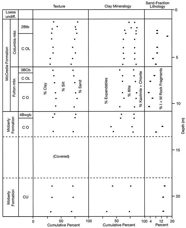 Stratigraphy and lithology of glacial sediments at the AECI Pit.