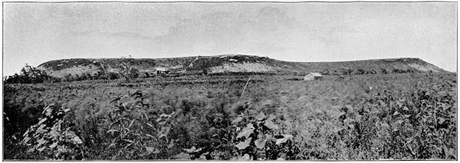 Black and white photo of a mound one mile south of Cherryvale.