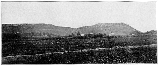 Black and white photo of Blue Mount, Manhattan.