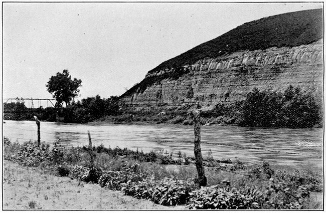 Black and white photo of Republican river bluff at Wakefield.